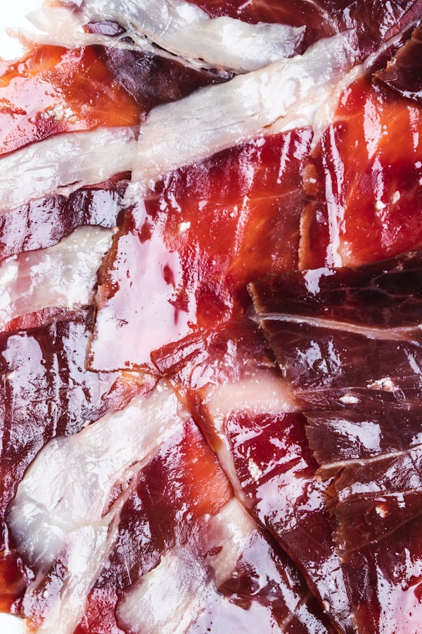 Freshly cut jamón